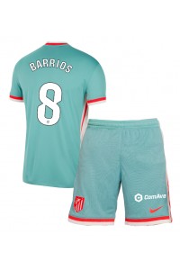 Atletico Madrid Pablo Barrios #8 Jalkapallovaatteet Lasten Vieraspeliasu 2024-25 Lyhythihainen (+ Lyhyet housut)